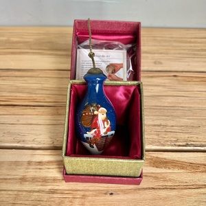 Ne'Qwa Art Santa & Chimney Handpainted Glass Christmas Ornament